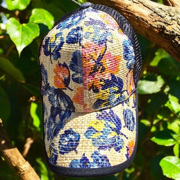 Accessories - Floral Straw Baseball Cap